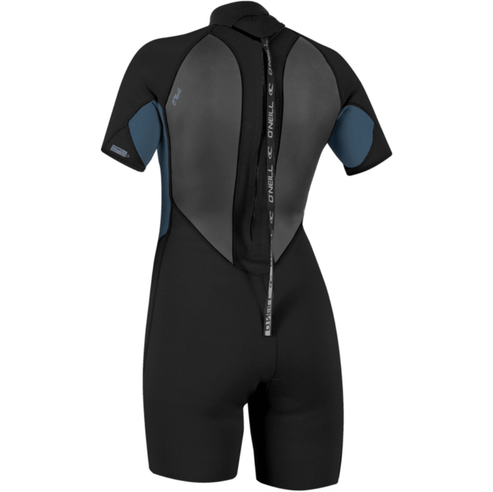 2026 O'Neill Dame Reactor -2 2mm Back Zip Shorty Våddragt 5043B - Black / Copen Blue